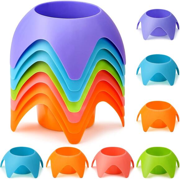 Beach Drink Holders for Sand, Colorful Stackable Cup Coasters, 7-Pack New - Picture 1 of 14